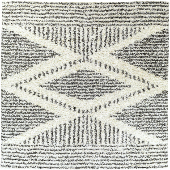 Modern Contemporary Charcoal and Ivory Geometric design Plush pile Area Rug - The Rug Decor