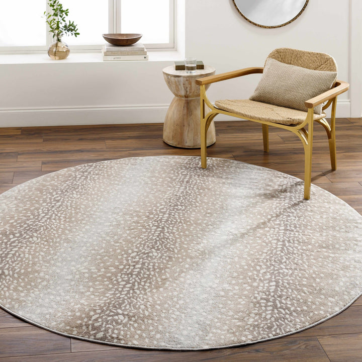 Modern Contemporary Ivory and Brown Leopard Print Medium Pile Area Rug - The Rug Decor