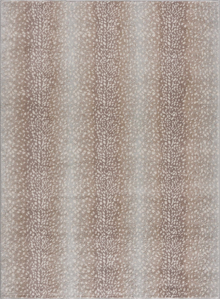 Modern Contemporary Ivory and Brown Leopard Print Medium Pile Area Rug - The Rug Decor
