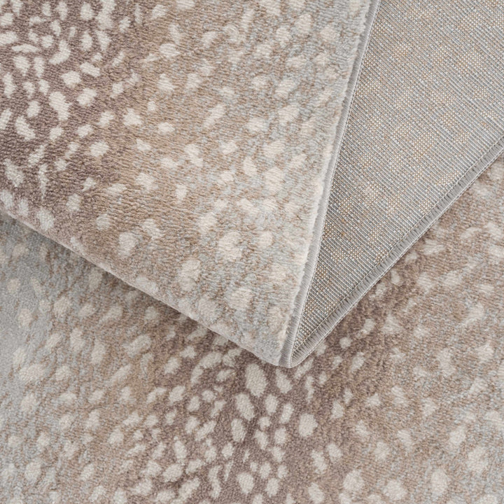 Modern Contemporary Ivory and Brown Leopard Print Medium Pile Area Rug - The Rug Decor
