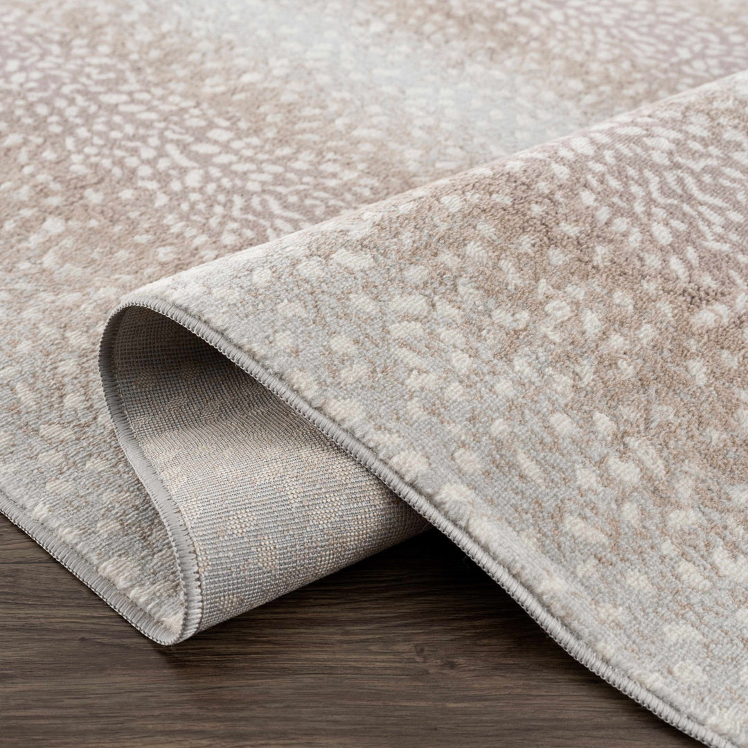 Modern Contemporary Ivory and Brown Leopard Print Medium Pile Area Rug - The Rug Decor