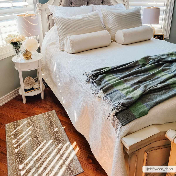 Modern Contemporary Ivory and Brown Leopard Print Medium Pile Area Rug - The Rug Decor