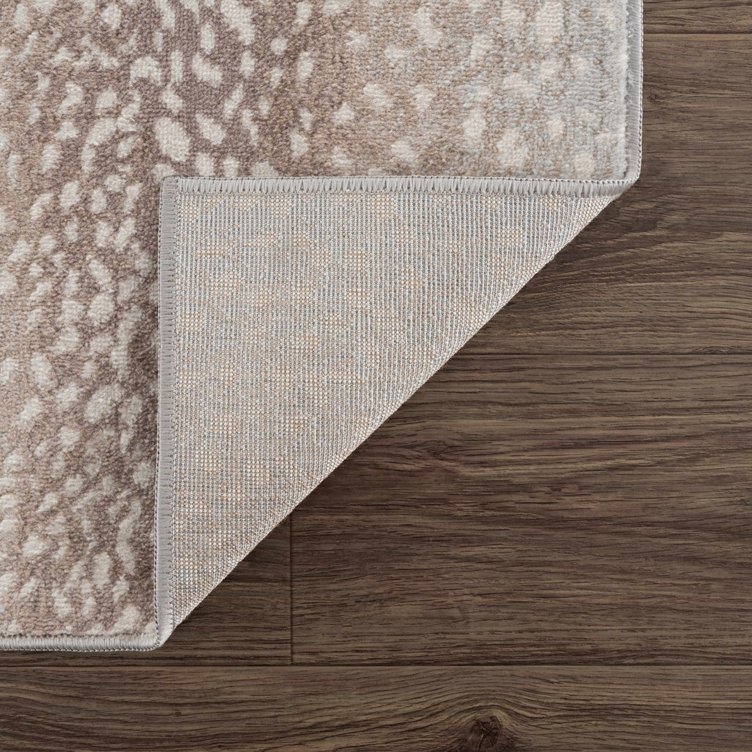 Modern Contemporary Ivory and Brown Leopard Print Medium Pile Area Rug - The Rug Decor