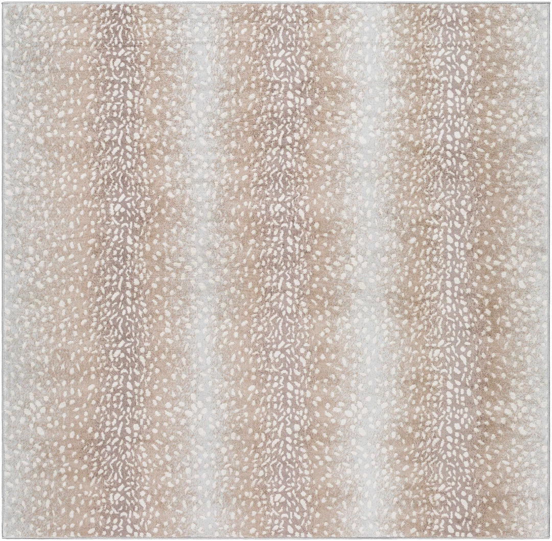 Modern Contemporary Ivory and Brown Leopard Print Medium Pile Area Rug - The Rug Decor