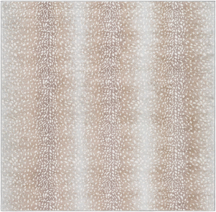 Modern Contemporary Ivory and Brown Leopard Print Medium Pile Area Rug - The Rug Decor