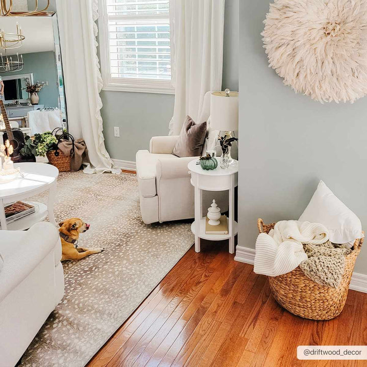 Modern Contemporary Ivory and Brown Leopard Print Medium Pile Area Rug - The Rug Decor