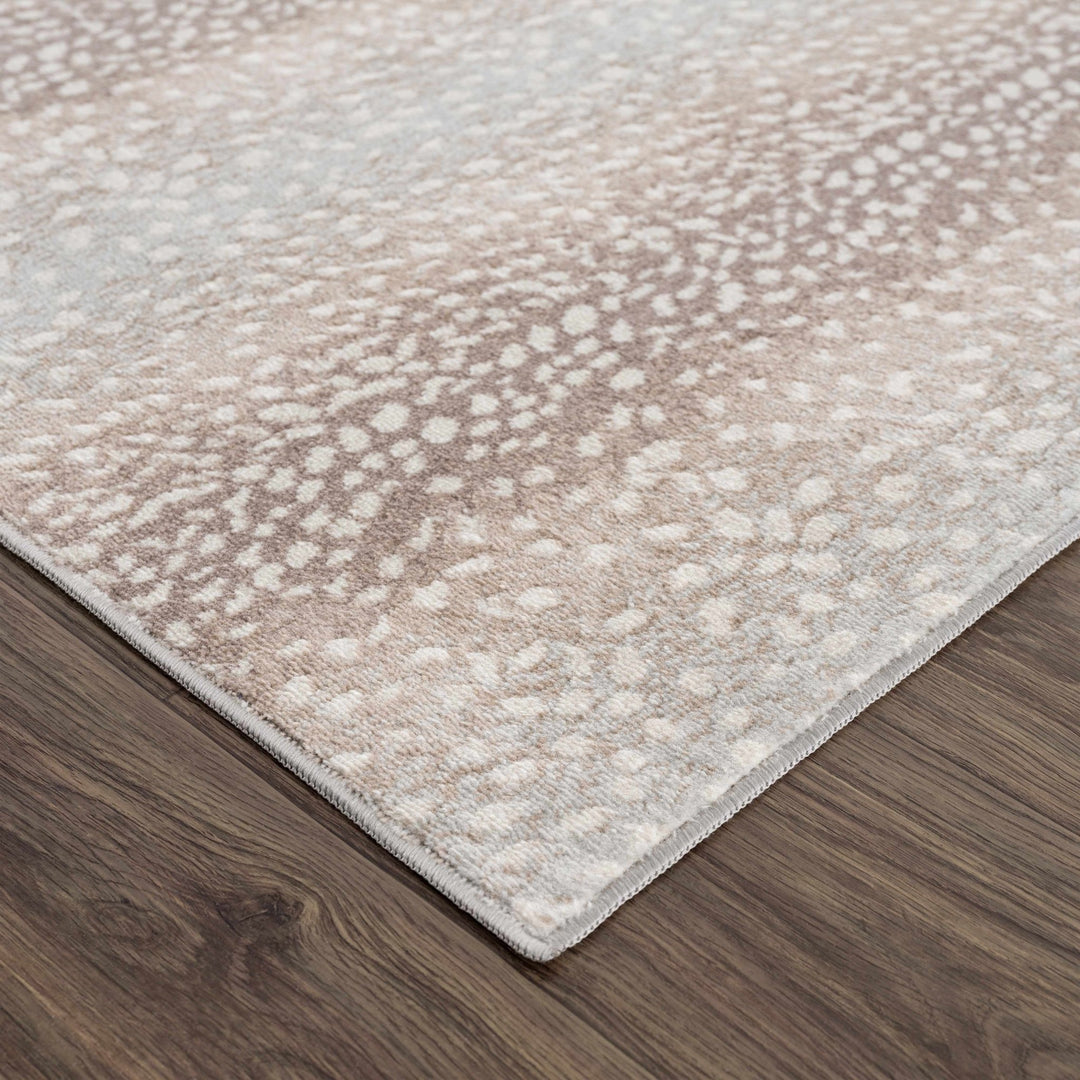 Modern Contemporary Ivory and Brown Leopard Print Medium Pile Area Rug - The Rug Decor