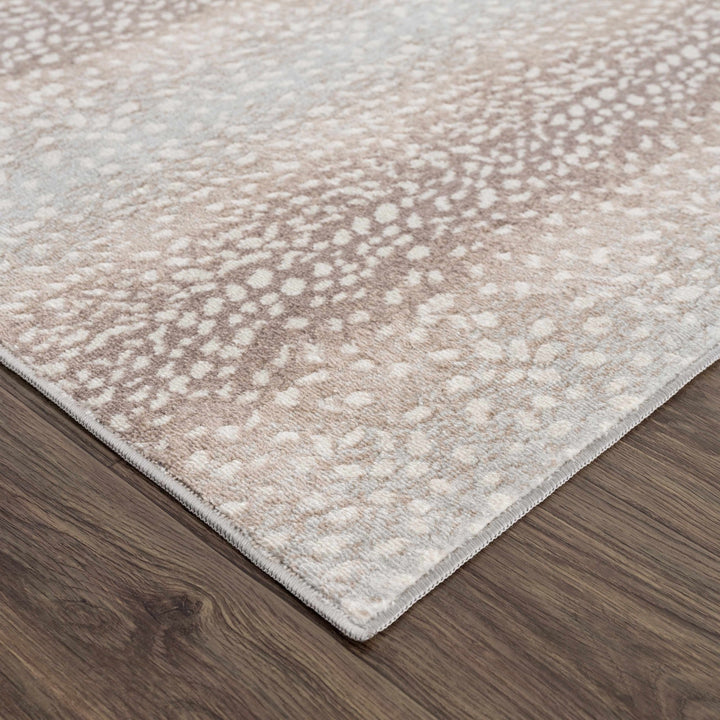 Modern Contemporary Ivory and Brown Leopard Print Medium Pile Area Rug - The Rug Decor