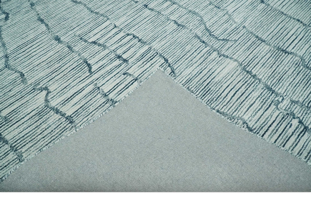 Modern Contemporary Multi Size 6x9, 8x10 and 9x12 Woolen White and Blue Hand Tufted Area Rug | CLO4 - The Rug Decor