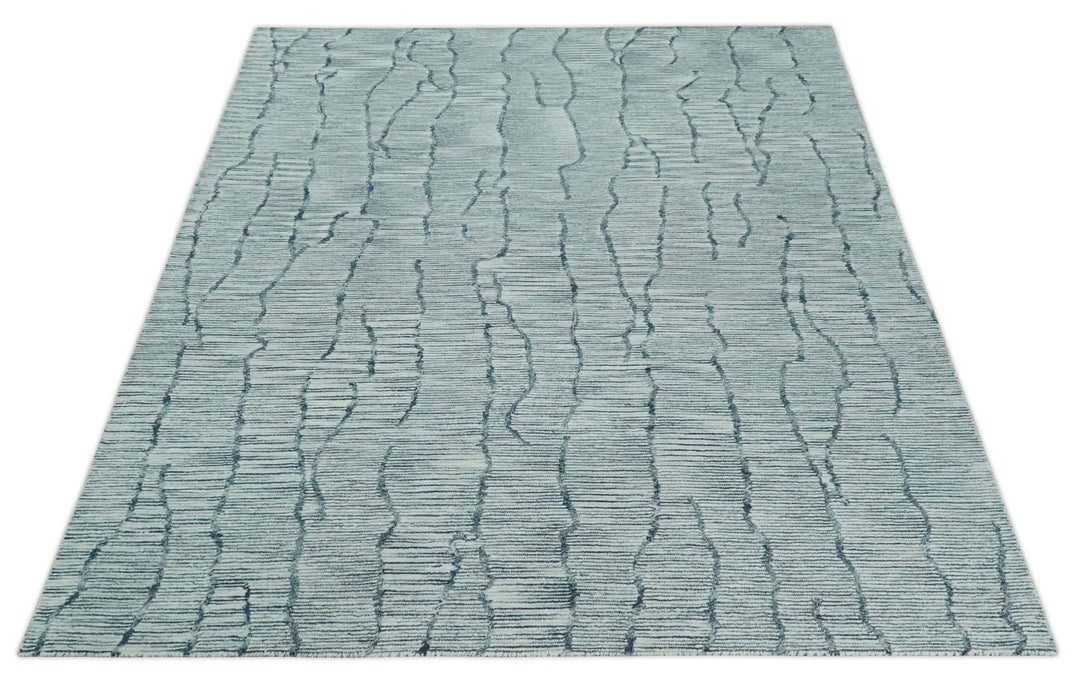 Modern Contemporary Multi Size 6x9, 8x10 and 9x12 Woolen White and Blue Hand Tufted Area Rug | CLO4 - The Rug Decor