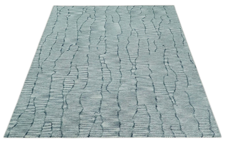 Modern Contemporary Multi Size 6x9, 8x10 and 9x12 Woolen White and Blue Hand Tufted Area Rug | CLO4 - The Rug Decor