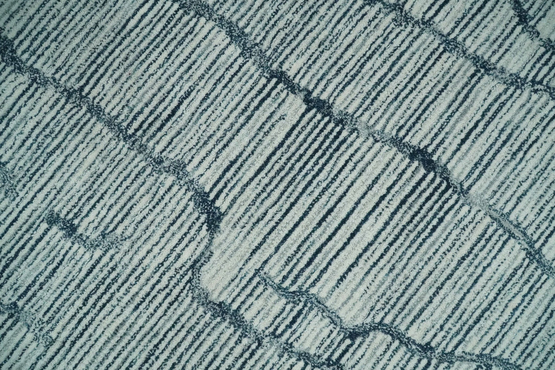 Modern Contemporary Multi Size 6x9, 8x10 and 9x12 Woolen White and Blue Hand Tufted Area Rug | CLO4 - The Rug Decor