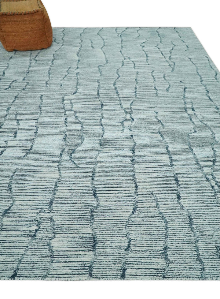Modern Contemporary Multi Size 6x9, 8x10 and 9x12 Woolen White and Blue Hand Tufted Area Rug | CLO4 - The Rug Decor