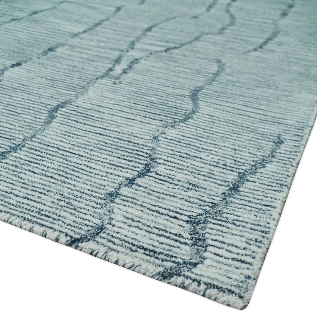 Modern Contemporary Multi Size 6x9, 8x10 and 9x12 Woolen White and Blue Hand Tufted Area Rug | CLO4 - The Rug Decor