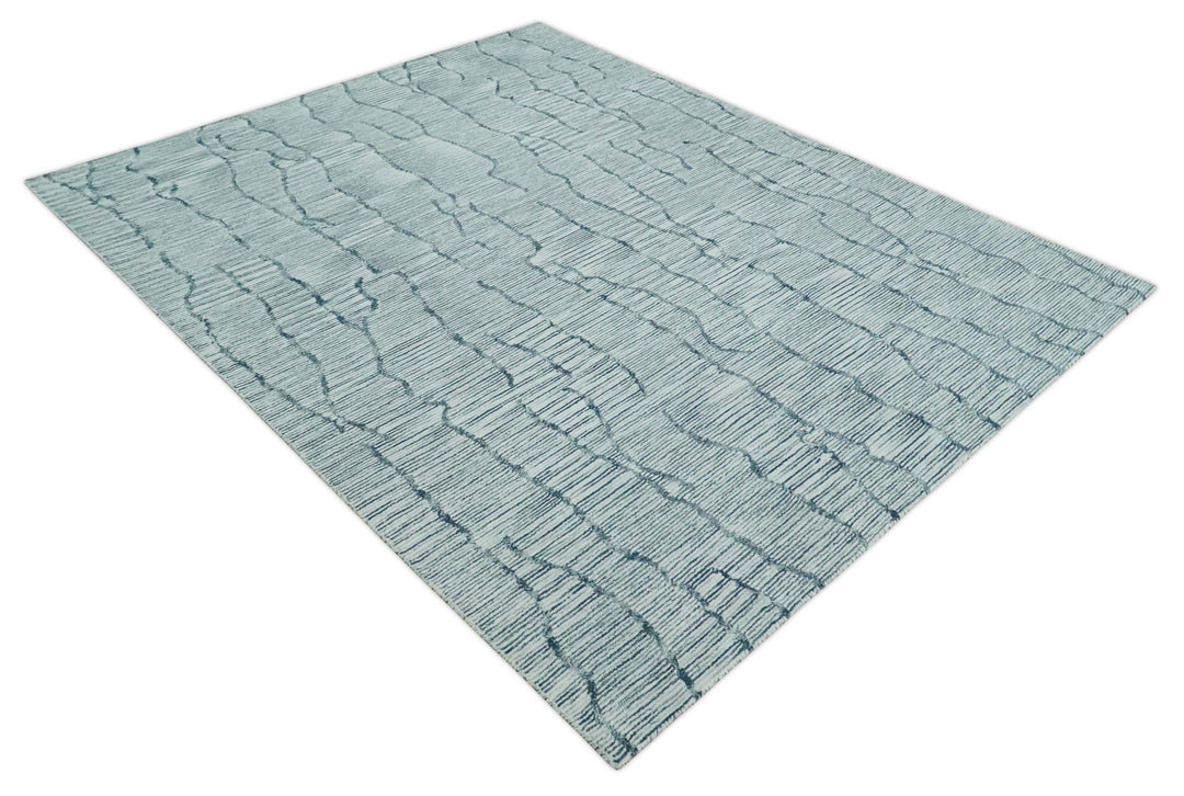 Modern Contemporary Multi Size 6x9, 8x10 and 9x12 Woolen White and Blue Hand Tufted Area Rug | CLO4 - The Rug Decor