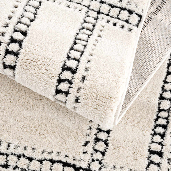 Modern Contemporary Solid Beige and Black High pile Multi Size Area Rug - The Rug Decor