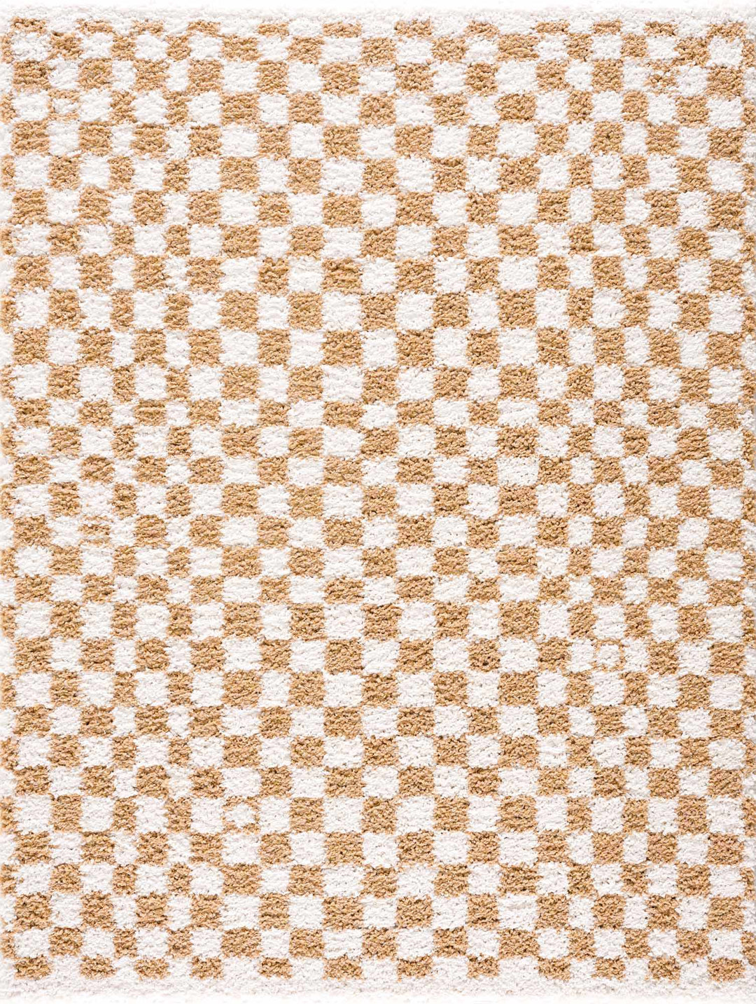 Modern Geometric checkered Plush Ivory Brown, White wool Area Rug - The Rug Decor