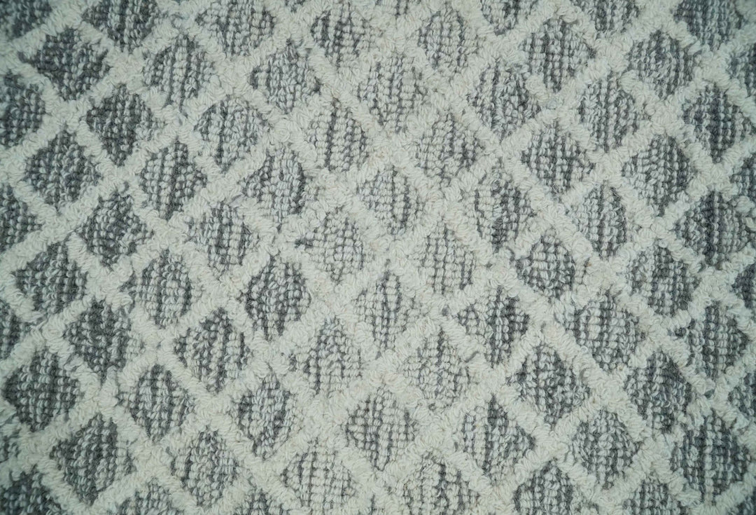 Modern Geometric Ivory and Charcoal Abstract Hand Tufted 2x3, 3x5, 5x8, 6x9, 8x10 and 9x12 Natural Wool Area Rug | UL53 - The Rug Decor