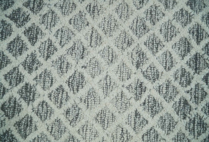 Modern Geometric Ivory and Charcoal Abstract Hand Tufted 2x3, 3x5, 5x8, 6x9, 8x10 and 9x12 Natural Wool Area Rug | UL53 - The Rug Decor