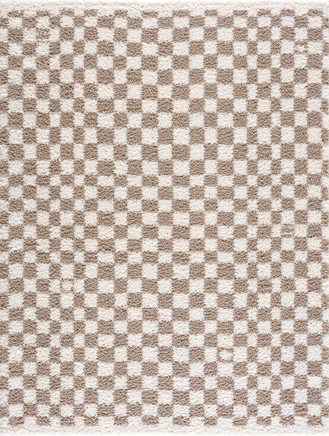 Modern Geometric Light brown and white Machine woven Plush wool area rug - The Rug Decor