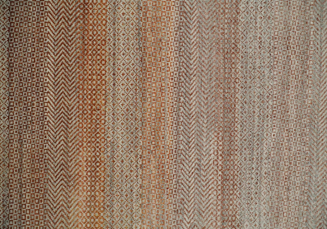 Modern Geometric Trellis Scandinavian Hand Knotted 8x10 Rust, Ivory and Gray Wool Area Rug | TRDCP940810 - The Rug Decor