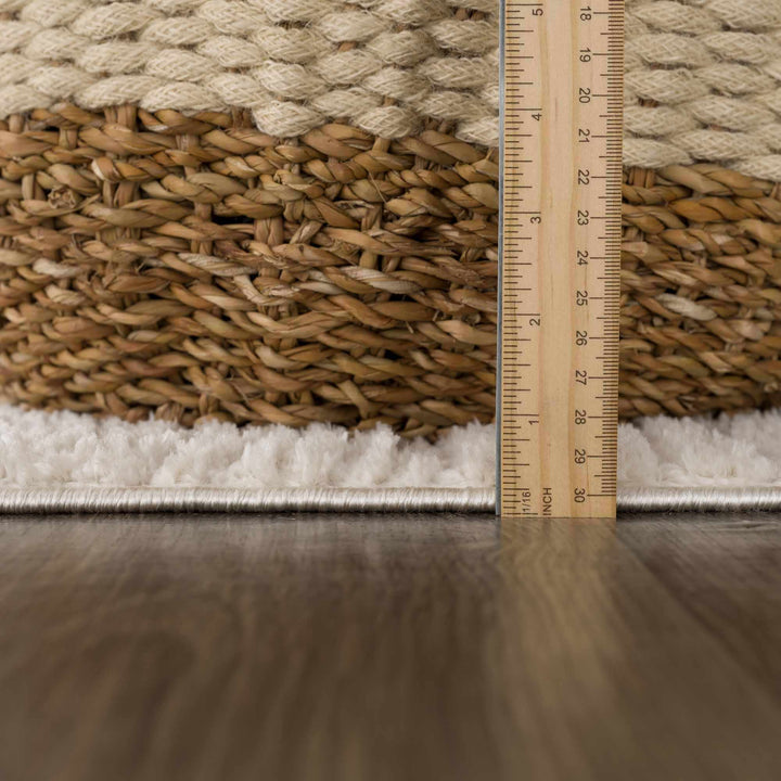 Modern Geometrical Beige Checkered Plush Pile Moroccan Style Area Rug - The Rug Decor