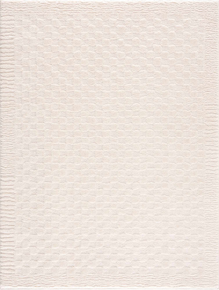 Modern Geometrical Beige Checkered Plush Pile Moroccan Style Area Rug - The Rug Decor