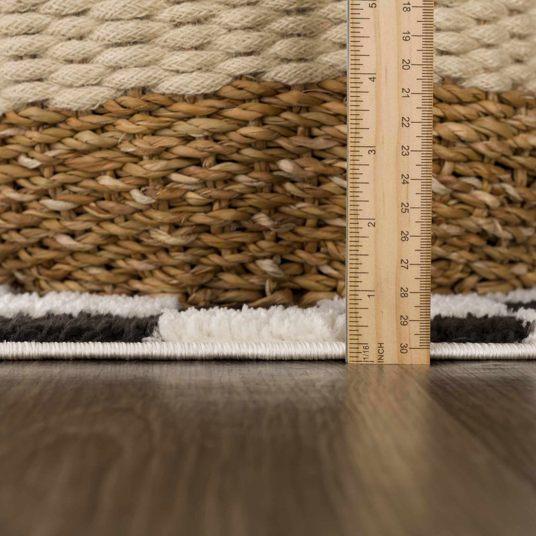 Modern Geometrical Black and Ivory Checkered Plush Pile Moroccan Style Area Rug - The Rug Decor