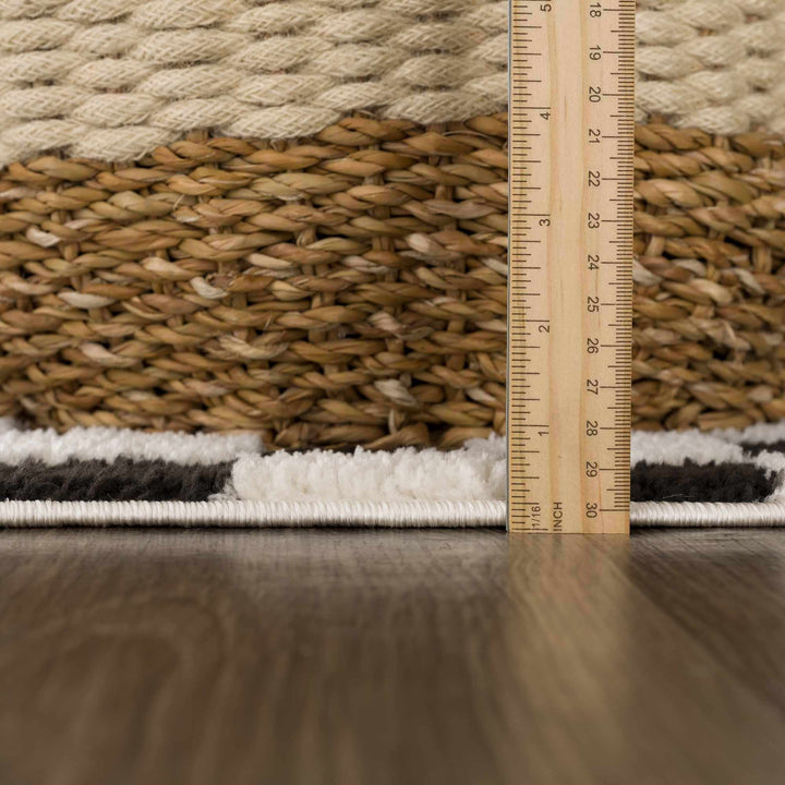 Modern Geometrical Black and Ivory Checkered Plush Pile Moroccan Style Area Rug - The Rug Decor