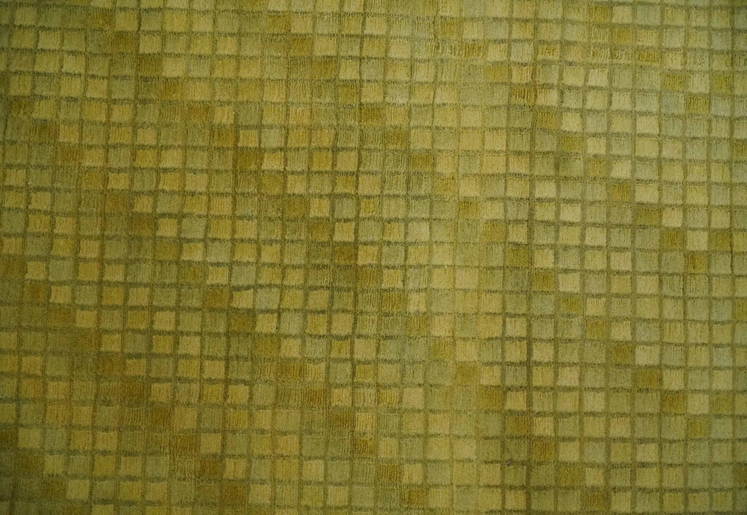 Modern Geometrical Boxes Olive Hand loom 5x8 wool Area Rug - The Rug Decor