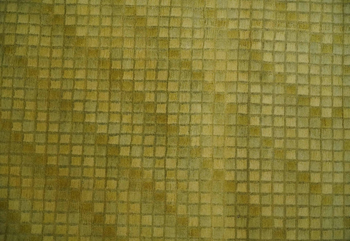 Modern Geometrical Boxes Olive Hand loom 5x8 wool Area Rug - The Rug Decor