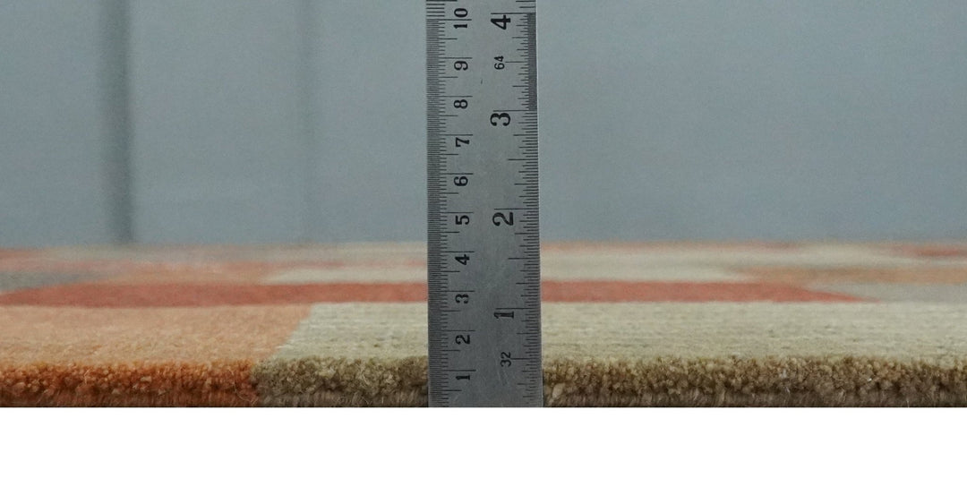 Modern Geometrical Brown, Rust, Gray and Beige Handloom 6x8 wool and Art Silk Area Rug - The Rug Decor