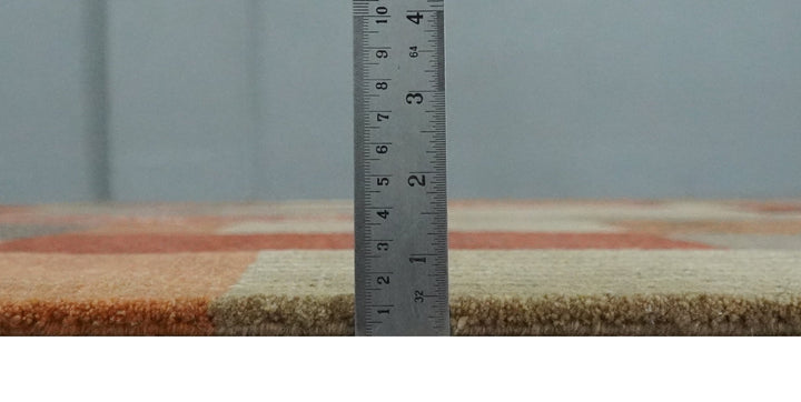 Modern Geometrical Brown, Rust, Gray and Beige Handloom 6x8 wool and Art Silk Area Rug - The Rug Decor