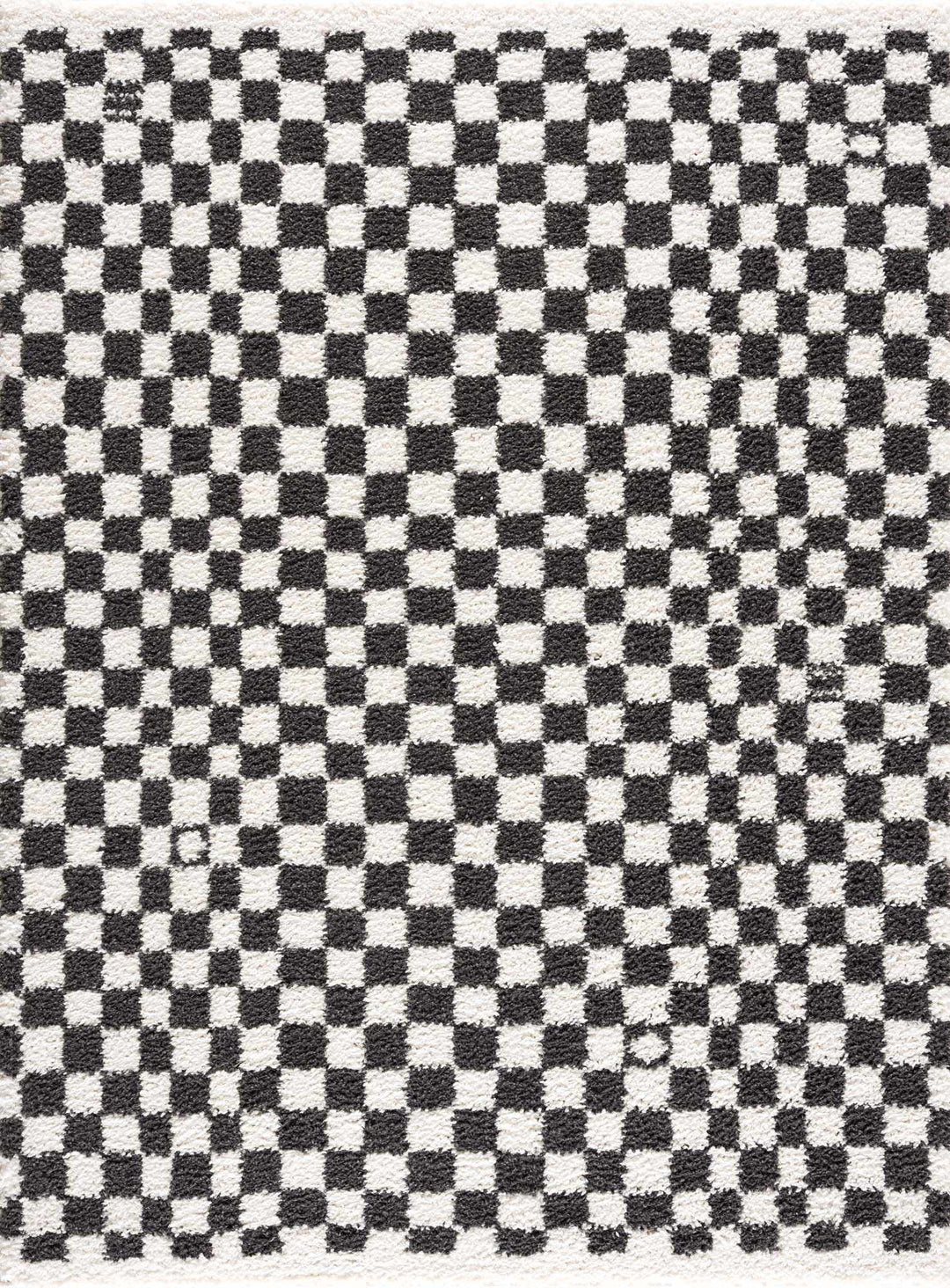 Modern Geometrical Charcoal and Ivory Checkered Plush Pile Moroccan Style Area Rug - The Rug Decor