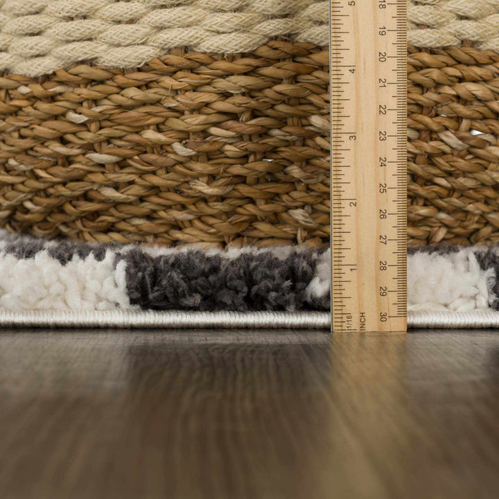 Modern Geometrical Charcoal and Ivory Checkered Plush Pile Moroccan Style Area Rug - The Rug Decor