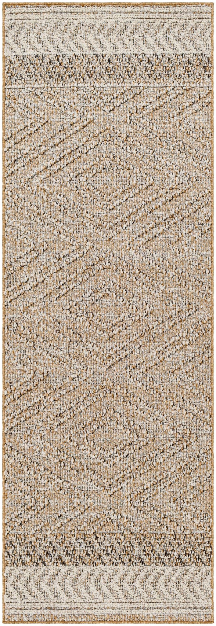 Modern Geometrical Chevron Design Tan and Ivory Outdoor Safe Area Rug - The Rug Decor