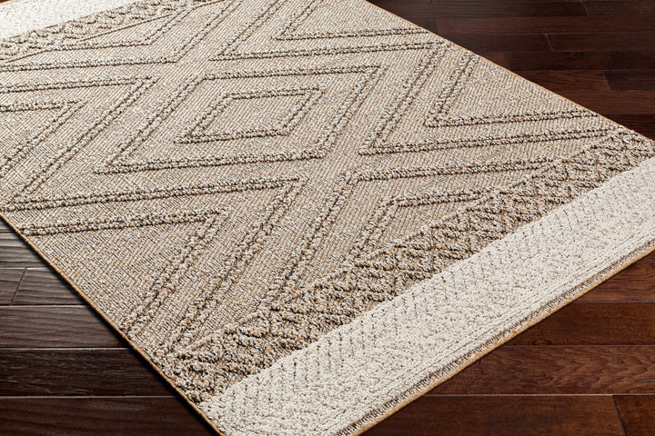 Modern Geometrical Chevron Design Tan and Ivory Outdoor Safe Area Rug - The Rug Decor