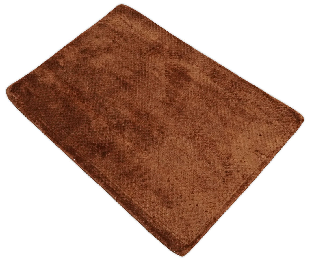 Modern Geometrical Cross Square Hand Made 2x3 Brown Art silk Area Rug - The Rug Decor