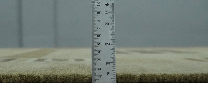 Modern Geometrical Green, Charcoal and Brown Hand loom 5x8 wool Area Rug - The Rug Decor