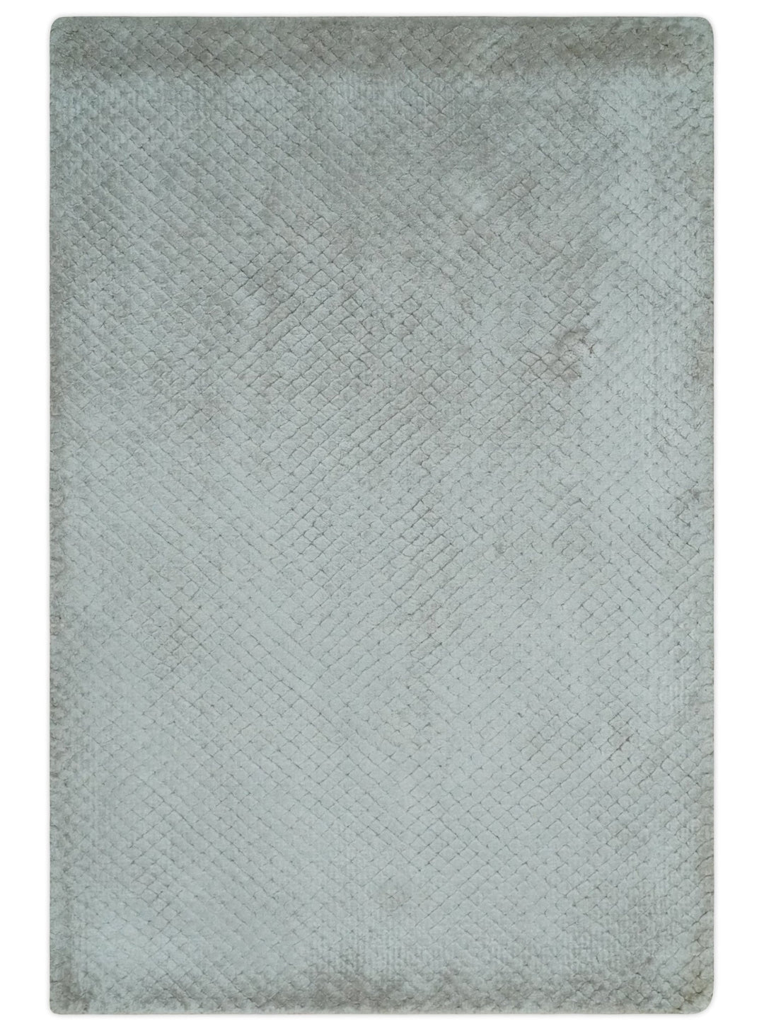 Modern Geometrical Hand carved Square Hand Made 2x3 Silver Art silk Area Rug - The Rug Decor