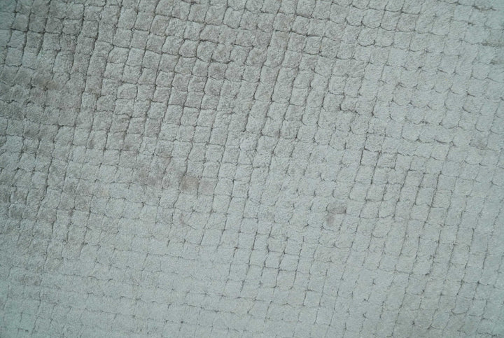 Modern Geometrical Hand carved Square Hand Made 2x3 Silver Art silk Area Rug - The Rug Decor