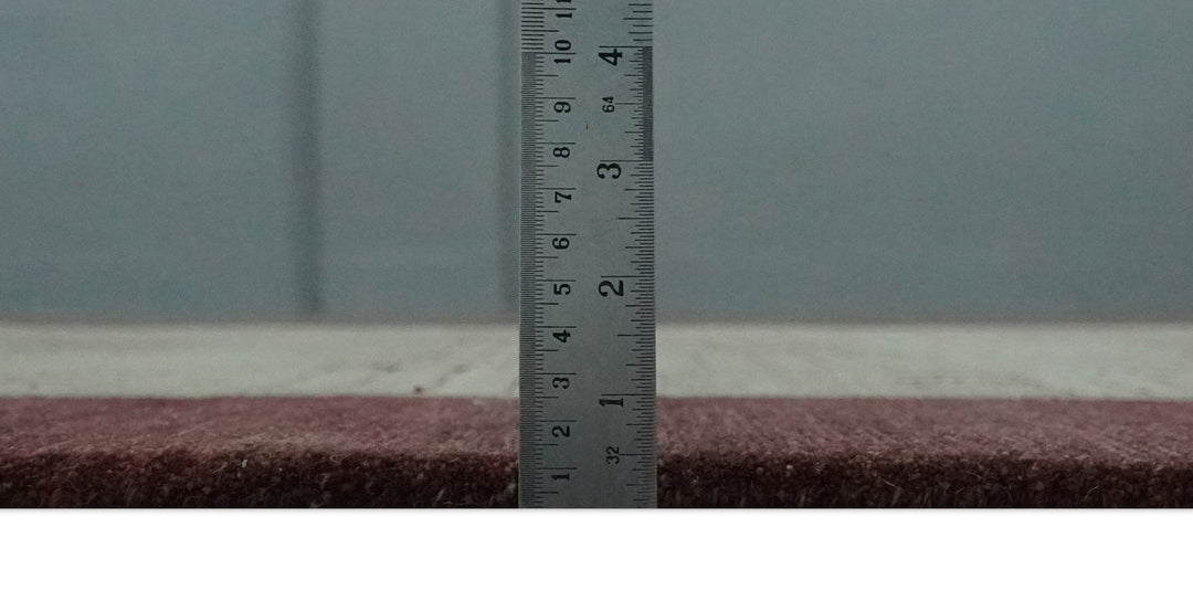 Modern Geometrical Hand knotted Maroon and Beige 5x8 Wool and Art Silk Area Rug - The Rug Decor