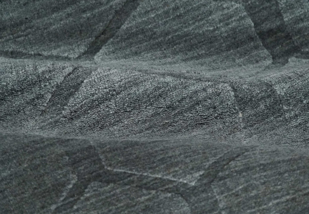 Modern Geometrical Hand Woven 2x3 Charcoal Area Rug made with Art Silk | N7123 - The Rug Decor