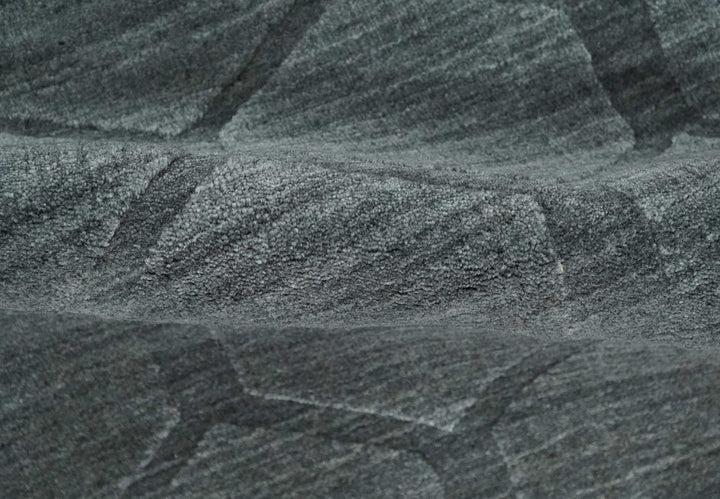 Modern Geometrical Hand Woven 2x3 Charcoal Area Rug made with Art Silk | N7123 - The Rug Decor