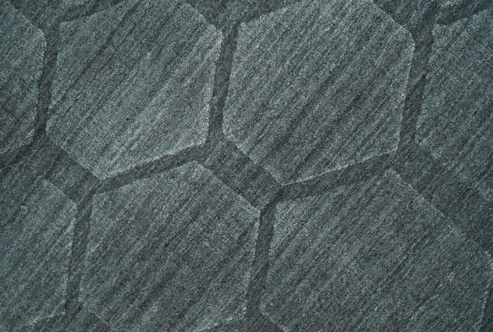 Modern Geometrical Hand Woven 2x3 Charcoal Area Rug made with Art Silk | N7123 - The Rug Decor