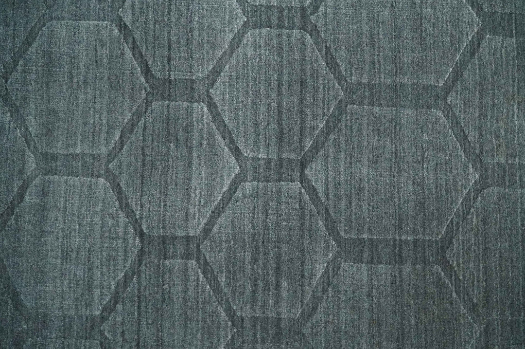 Modern Geometrical Hand Woven 2x3 Charcoal Area Rug made with Art Silk | N7123 - The Rug Decor