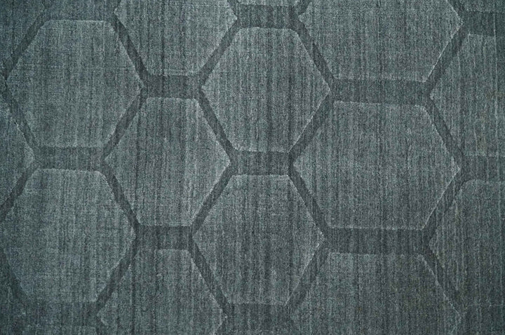 Modern Geometrical Hand Woven 2x3 Charcoal Area Rug made with Art Silk | N7123 - The Rug Decor