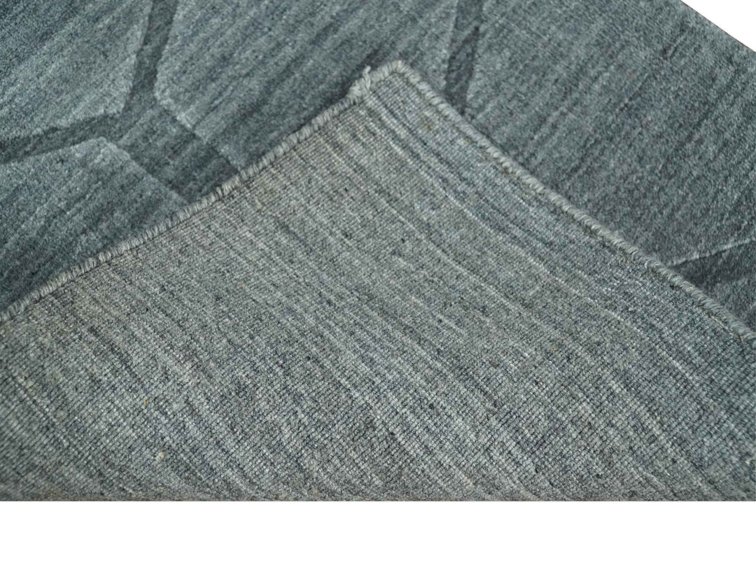 Modern Geometrical Hand Woven 2x3 Charcoal Area Rug made with Art Silk | N7123 - The Rug Decor