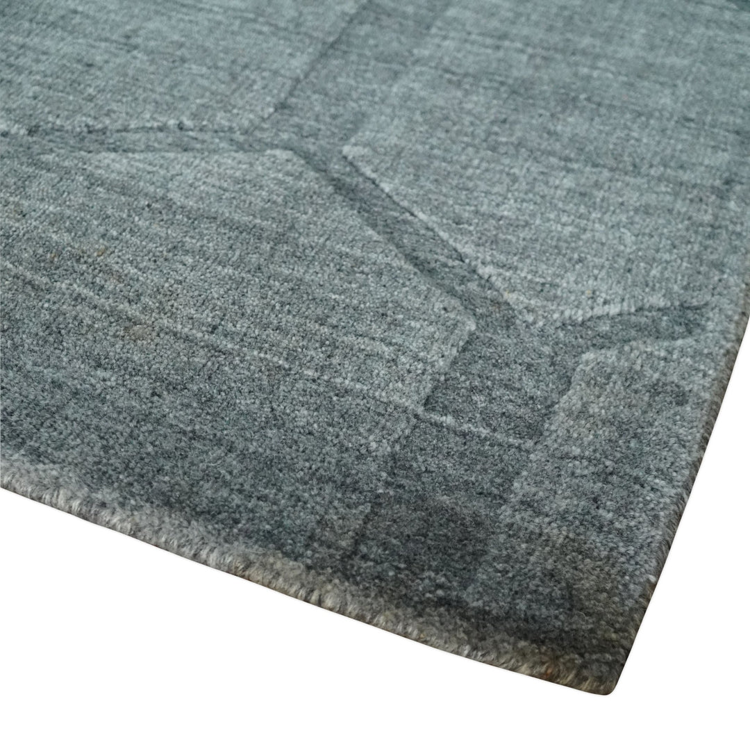 Modern Geometrical Hand Woven 2x3 Charcoal Area Rug made with Art Silk | N7123 - The Rug Decor