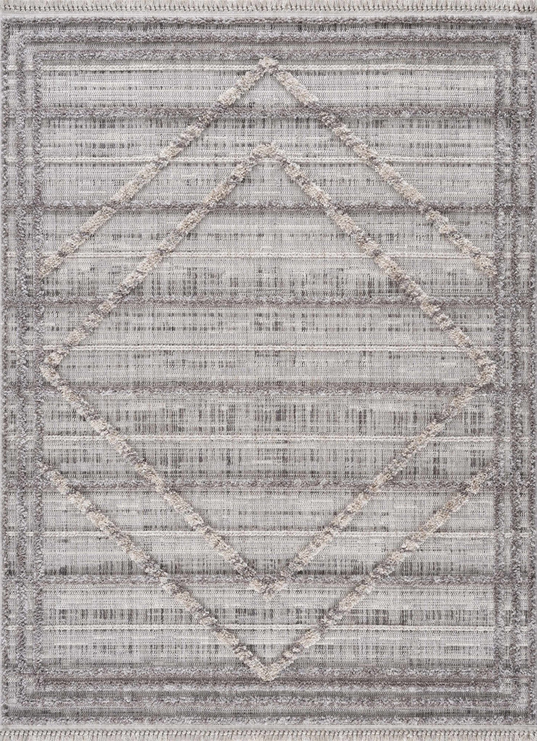 Modern Geometrical High Low Texture Silver and Dark Purple Area Rug - The Rug Decor